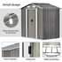 Patio 6ft x4ft Bike Shed Garden Shed, Metal Storage Shed with Adjustable Shelf and Lockable Door, Tool Cabinet with Vents and Foundation for Backyard, Lawn, Garden, Gray - Backyard Livings