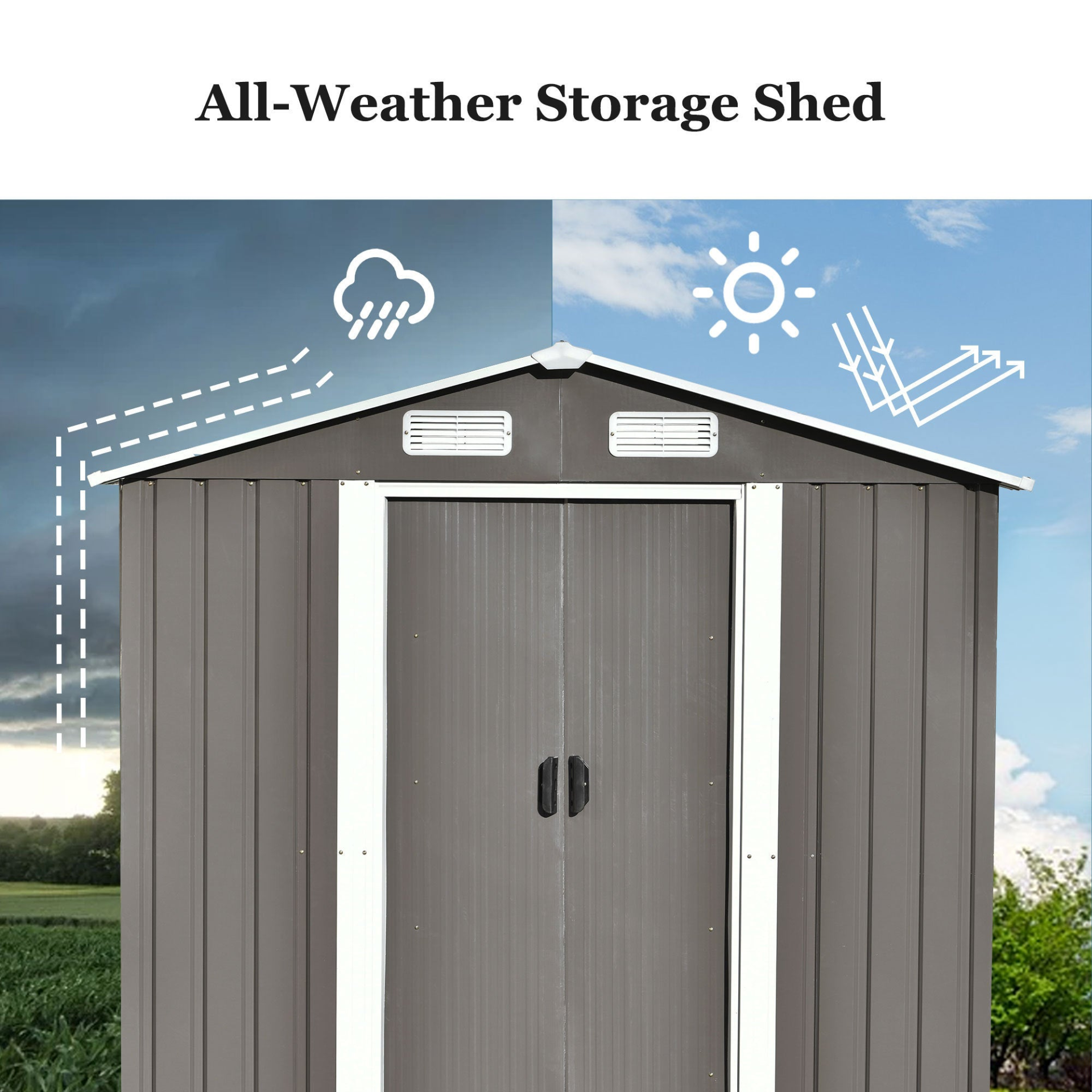 Patio 6ft x4ft Bike Shed Garden Shed, Metal Storage Shed with Adjustable Shelf and Lockable Door, Tool Cabinet with Vents and Foundation for Backyard, Lawn, Garden, Gray - Backyard Livings