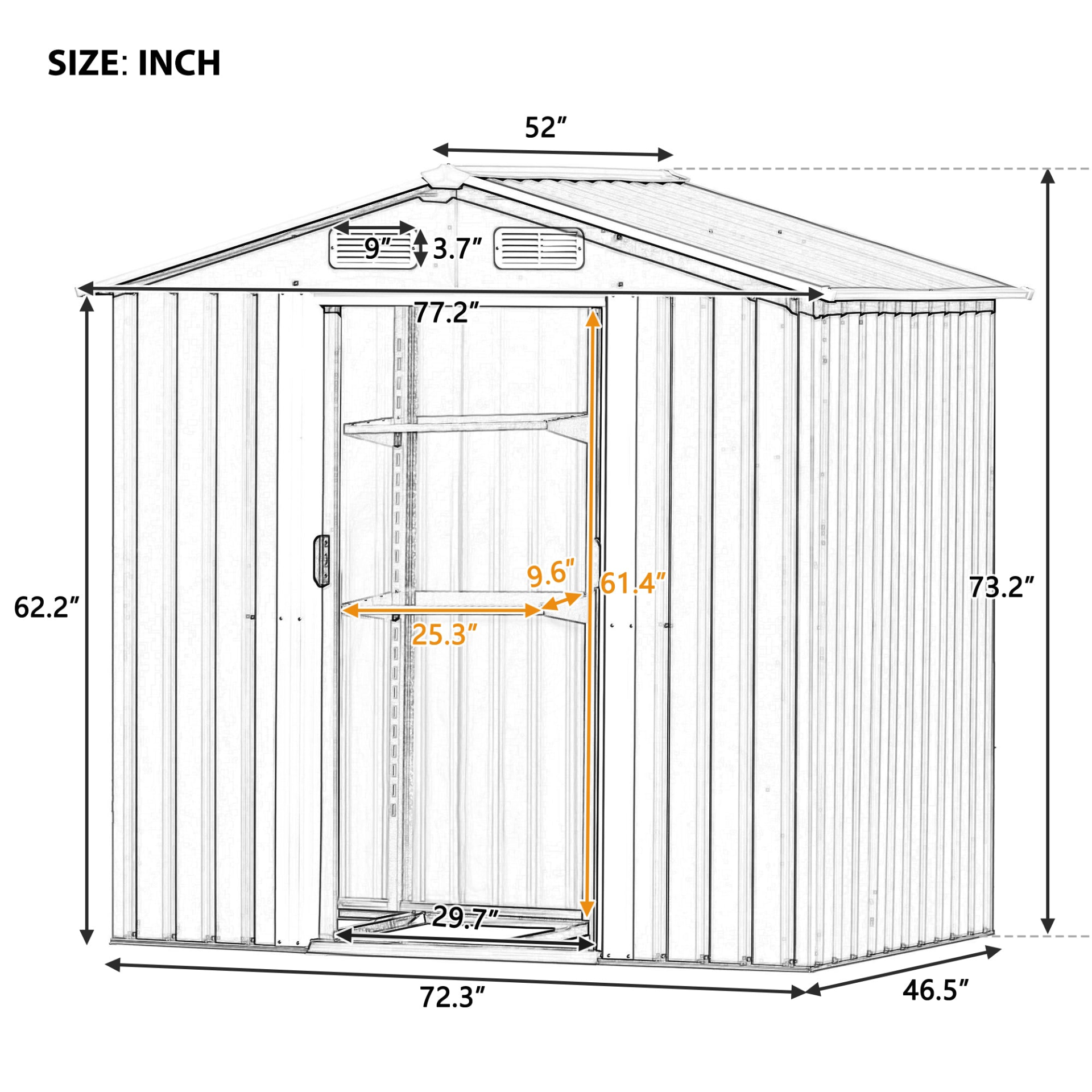 Patio 6ft x4ft Bike Shed Garden Shed, Metal Storage Shed with Adjustable Shelf and Lockable Door, Tool Cabinet with Vents and Foundation for Backyard, Lawn, Garden, Gray - Backyard Livings