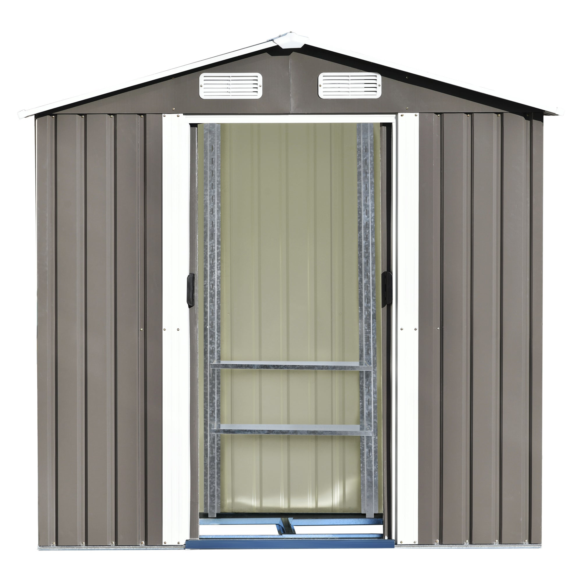 Patio 6ft x4ft Bike Shed Garden Shed, Metal Storage Shed with Adjustable Shelf and Lockable Door, Tool Cabinet with Vents and Foundation for Backyard, Lawn, Garden, Gray - Backyard Livings