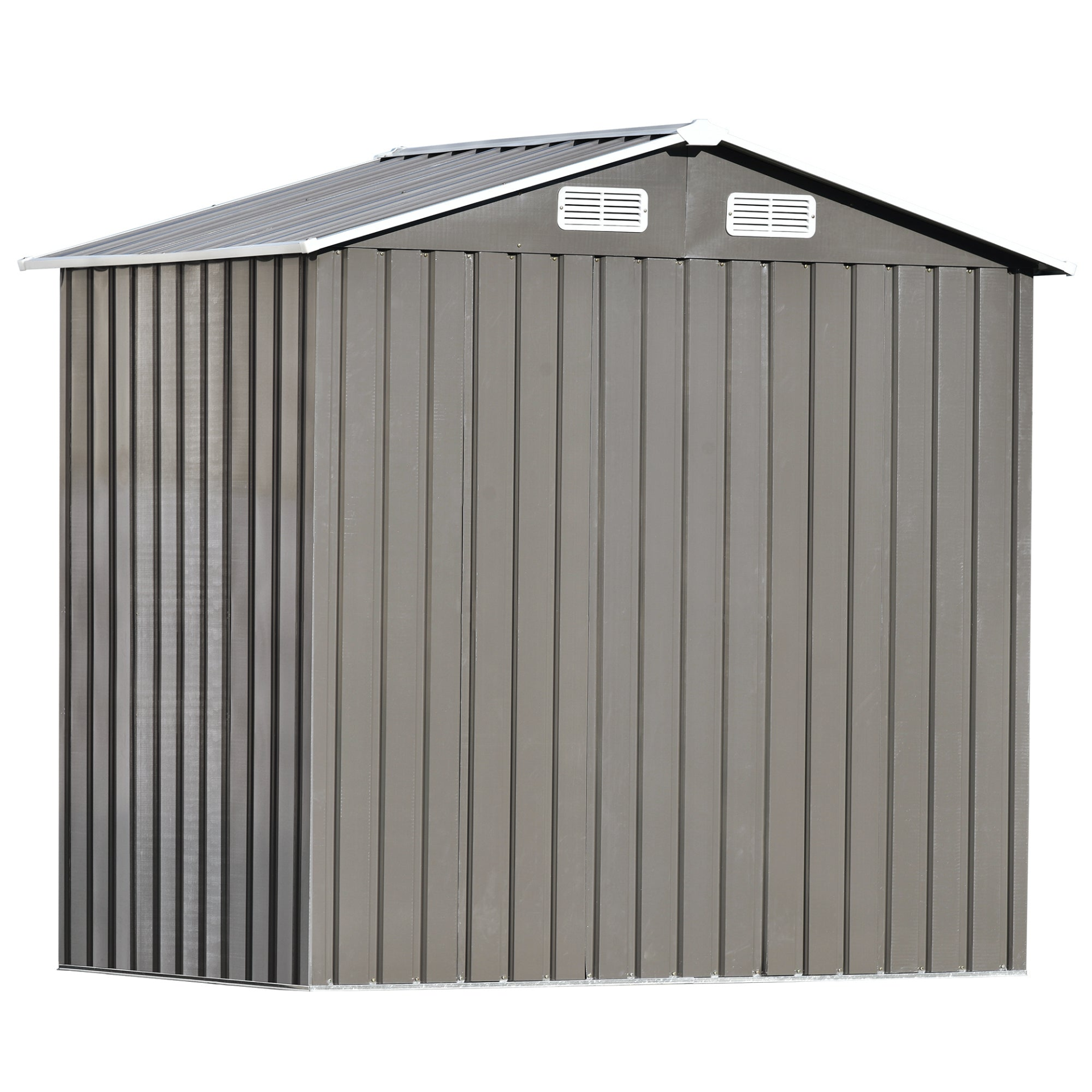 Patio 6ft x4ft Bike Shed Garden Shed, Metal Storage Shed with Adjustable Shelf and Lockable Door, Tool Cabinet with Vents and Foundation for Backyard, Lawn, Garden, Gray - Backyard Livings