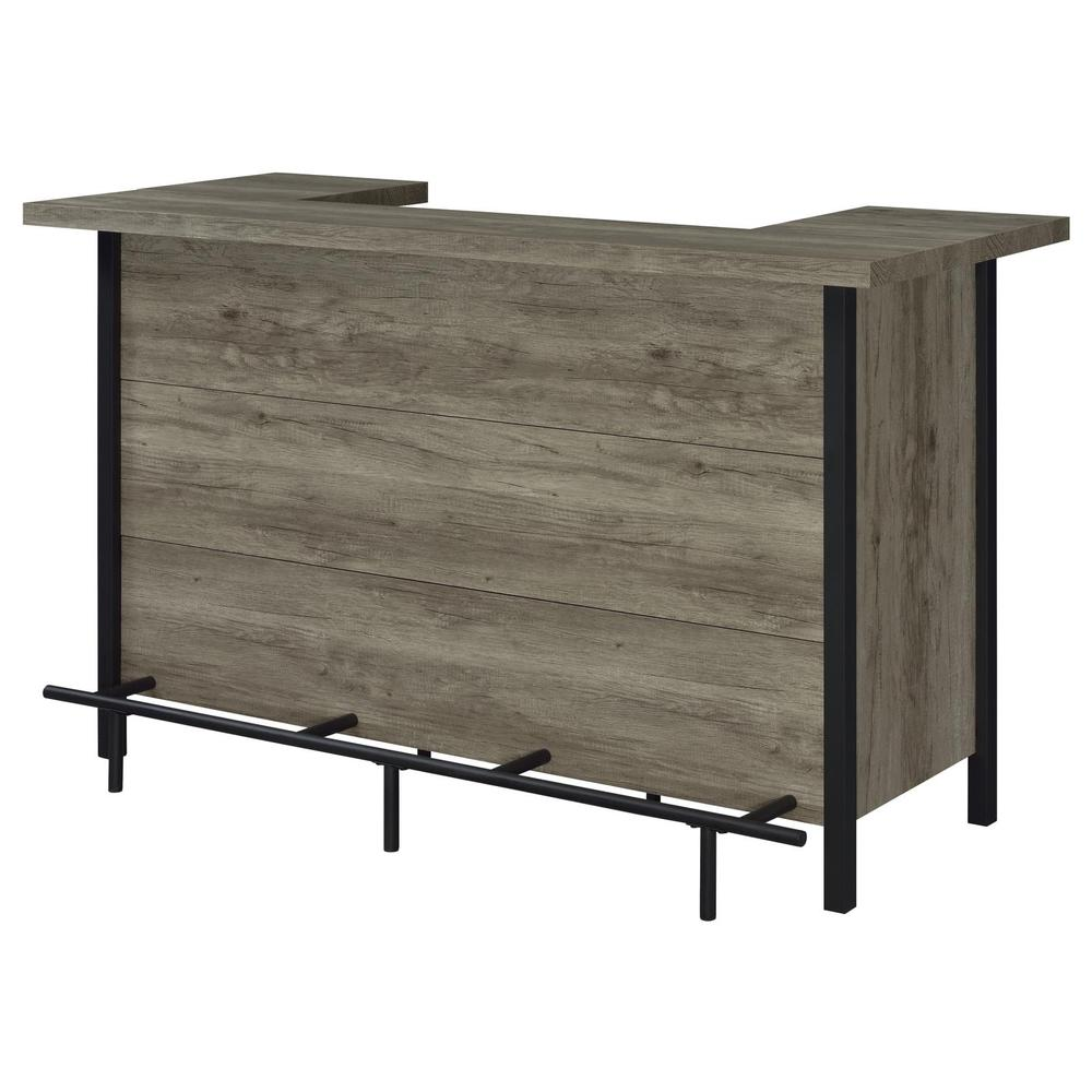 Bellemore Bar Unit with Footrest Grey Driftwood and Black - Backyard Livings