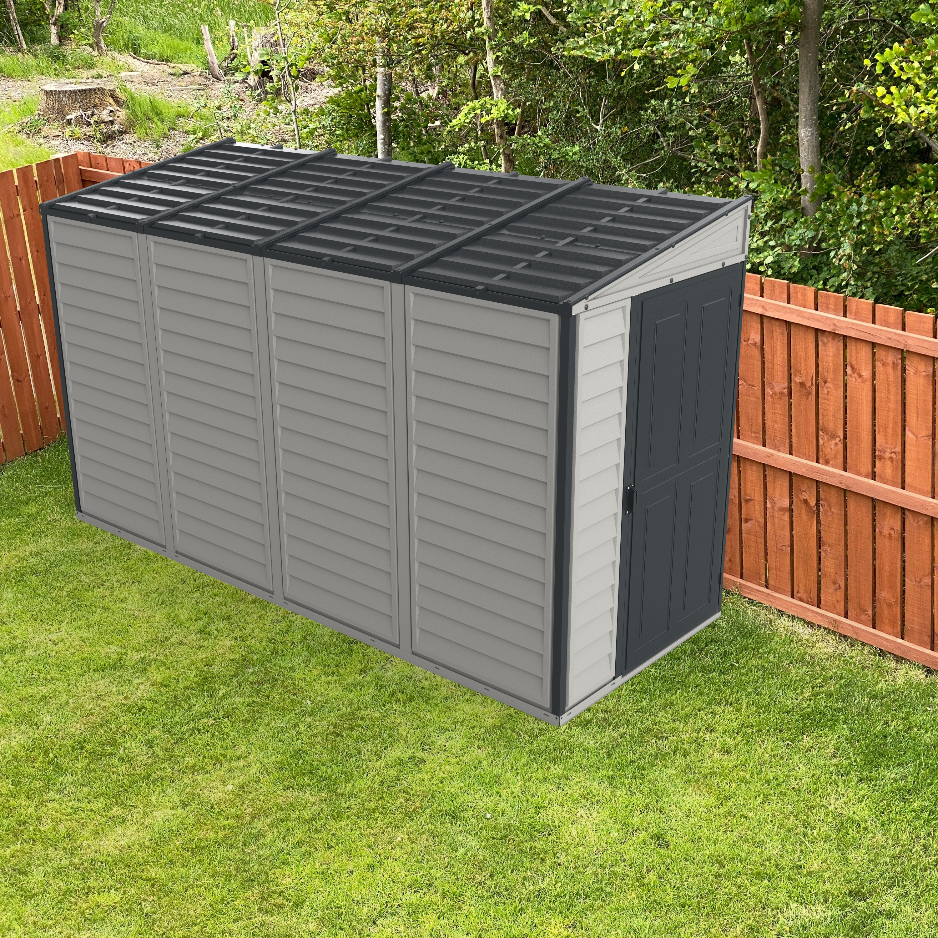 Duramax 4ft x 10ft SideMate Plus Vinyl Resin Outdoor Storage Shed With Foundation Kit