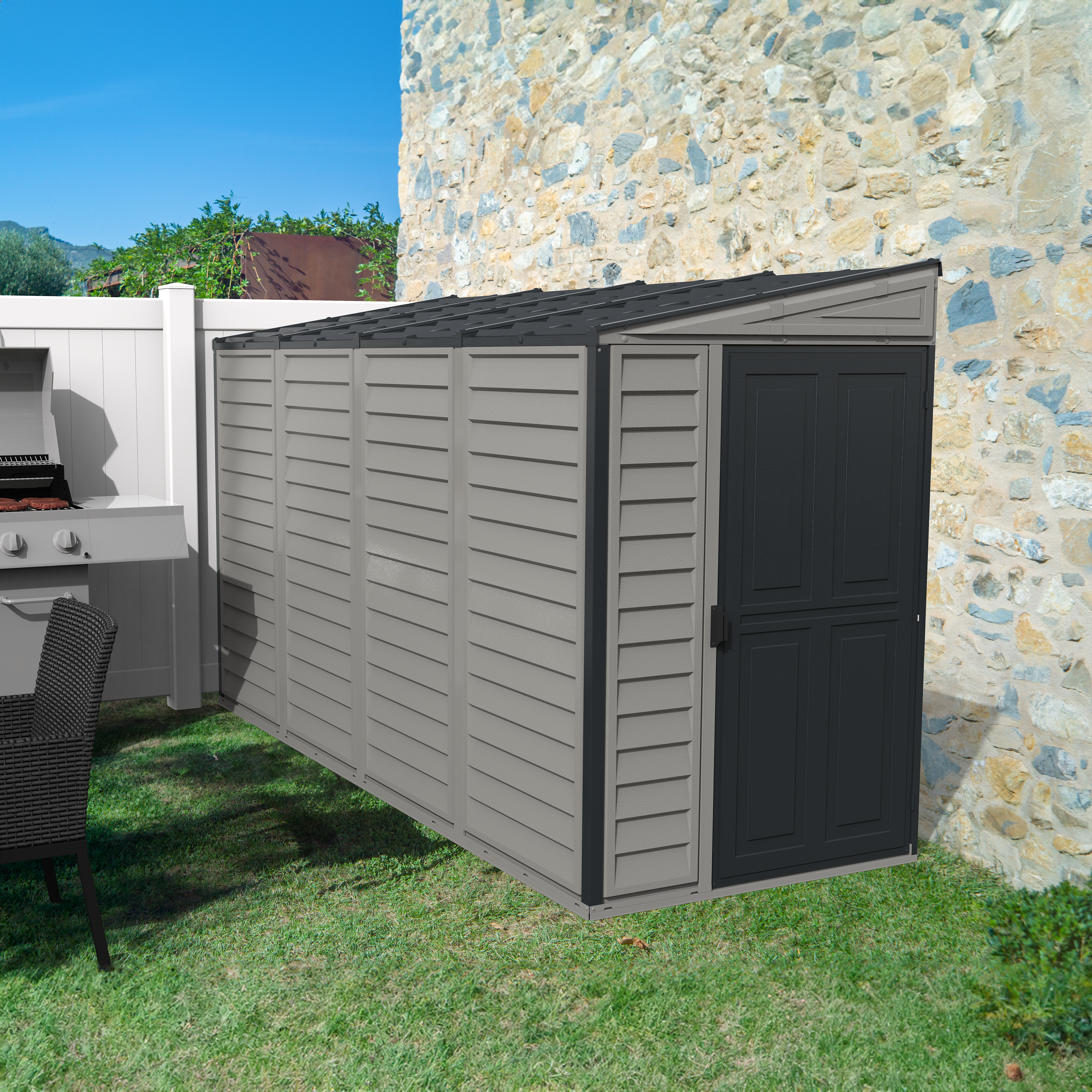 Duramax 4ft x 10ft SideMate Plus Vinyl Resin Outdoor Storage Shed With Foundation Kit - Backyard Livings