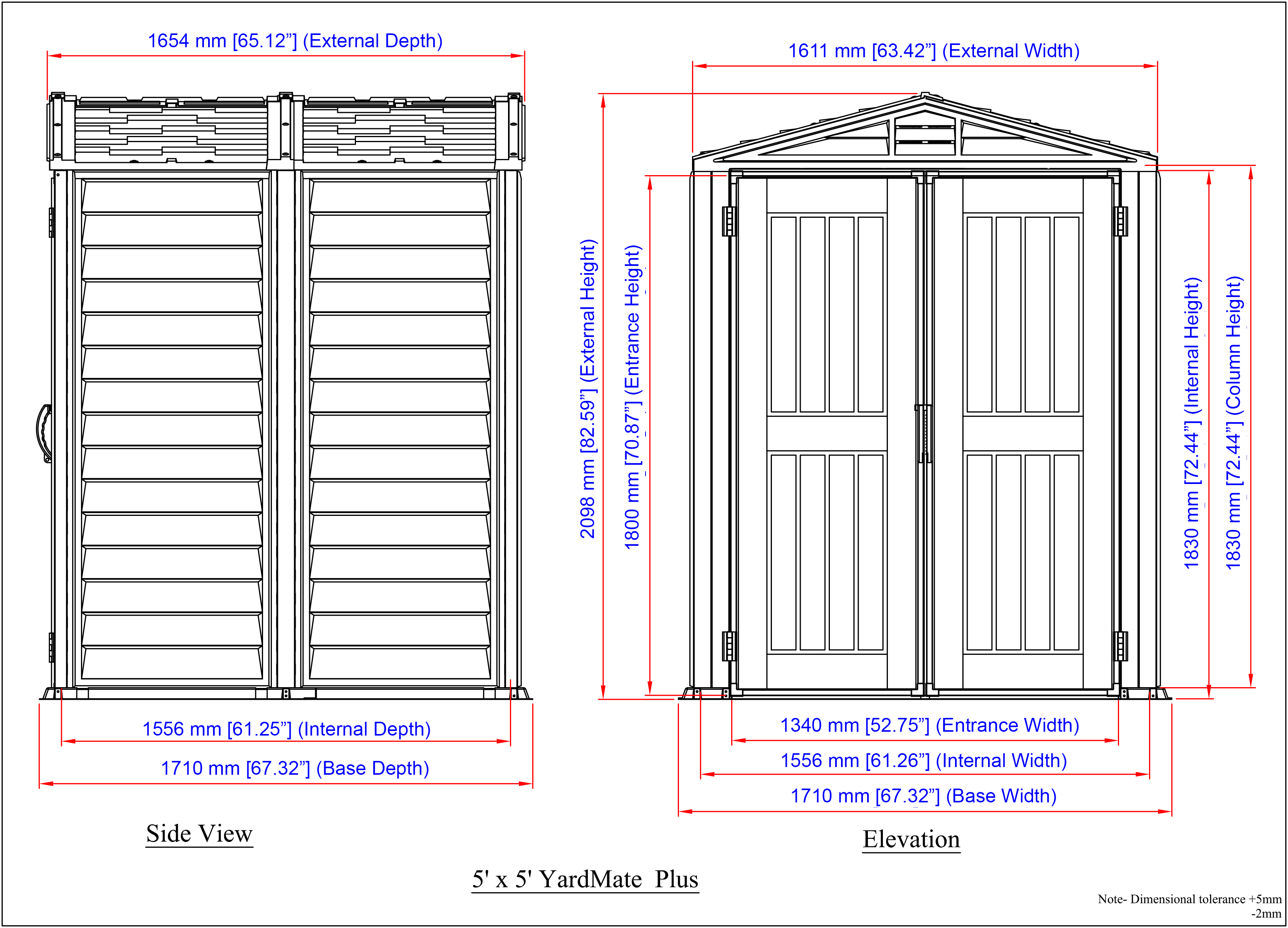 Duramax YardMate Plus 5 ft. 6 in. x 5ft. 6 in. Gray Vinyl Storage Shed with Molded Floor