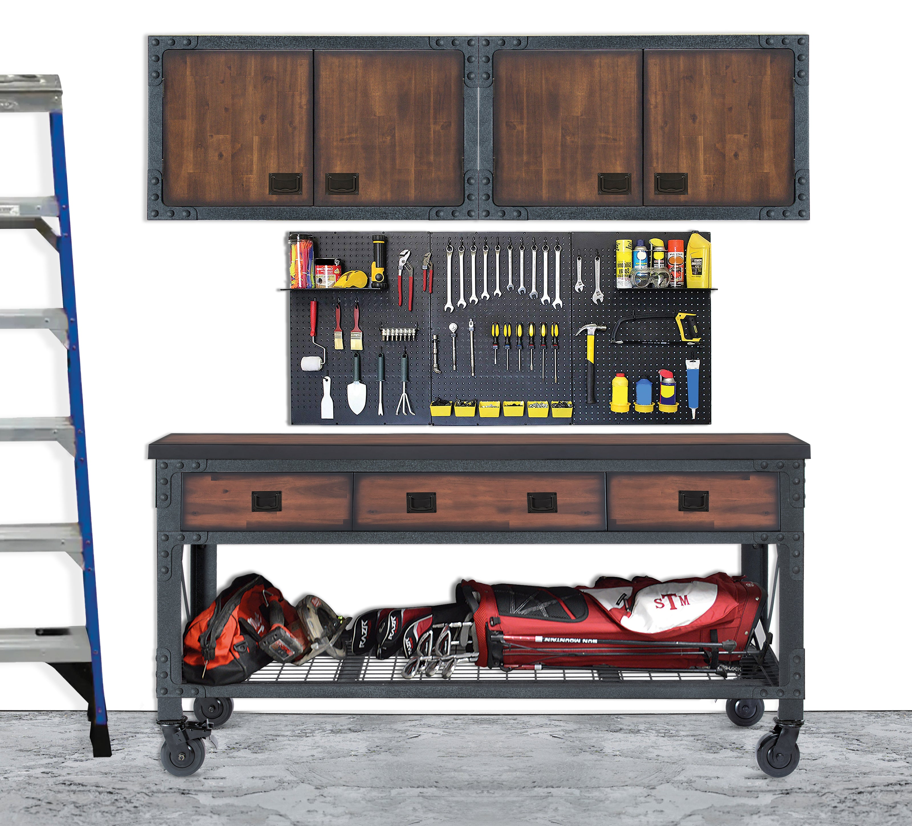 Duramax 3-Piece Garage Storage Combo Set with Workbench and Cabinets