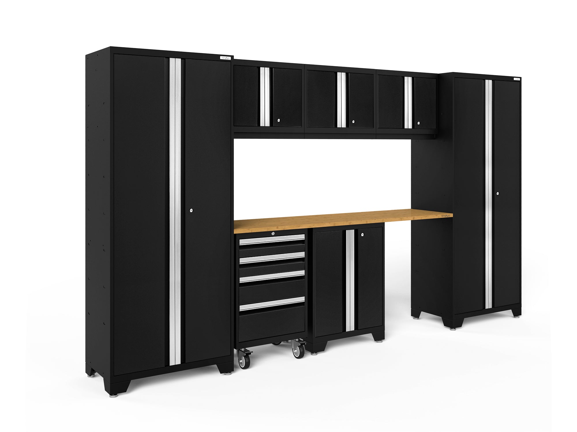 NewAge Bold Series 8 Piece Cabinet Set with Tool, Base, Wall Cabinets and 30 in. Lockers