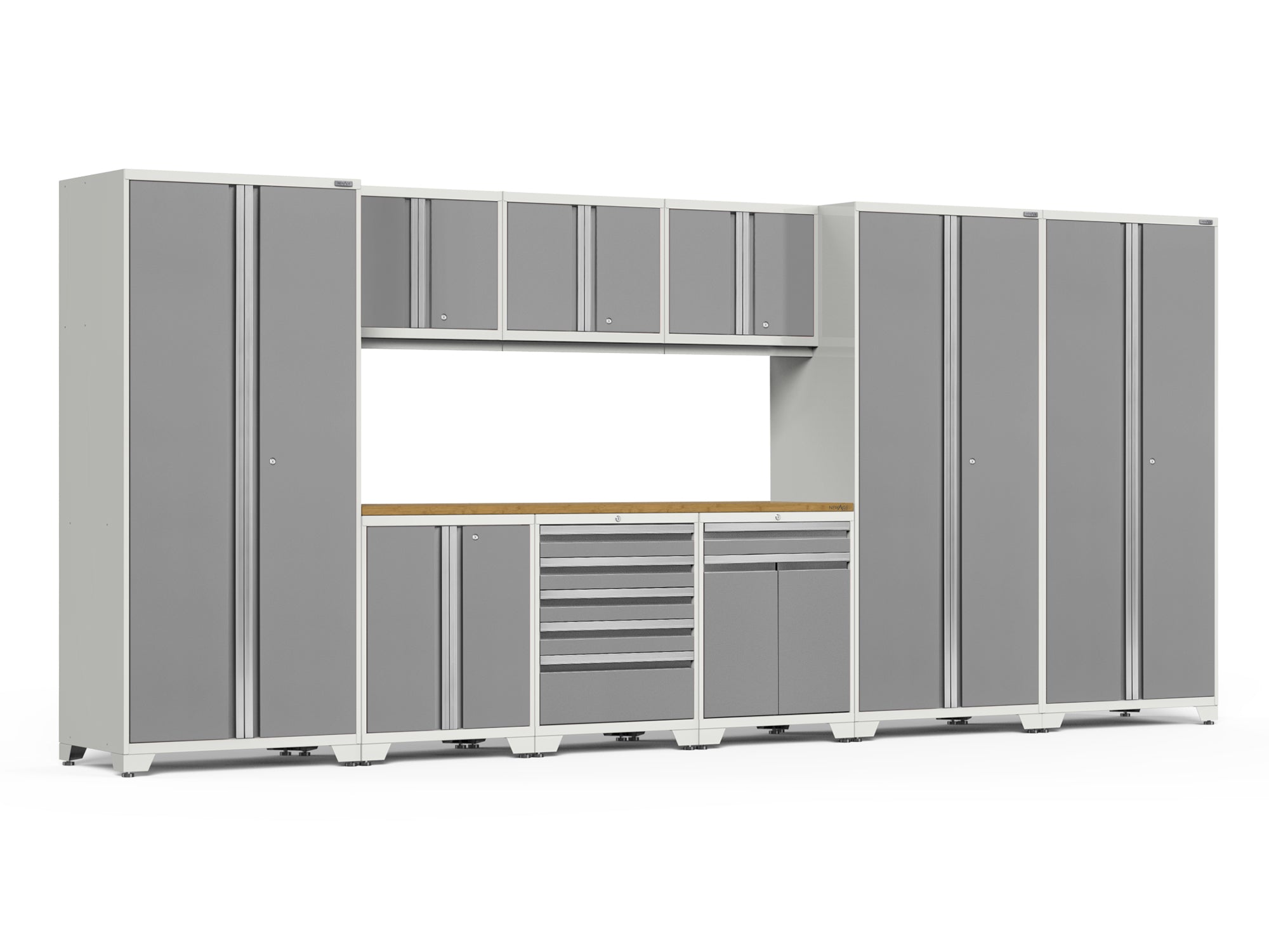 NewAge Pro Series 10 Piece Cabinet Set with Lockers, Tool Drawer Cabinet and 84 in. Worktop