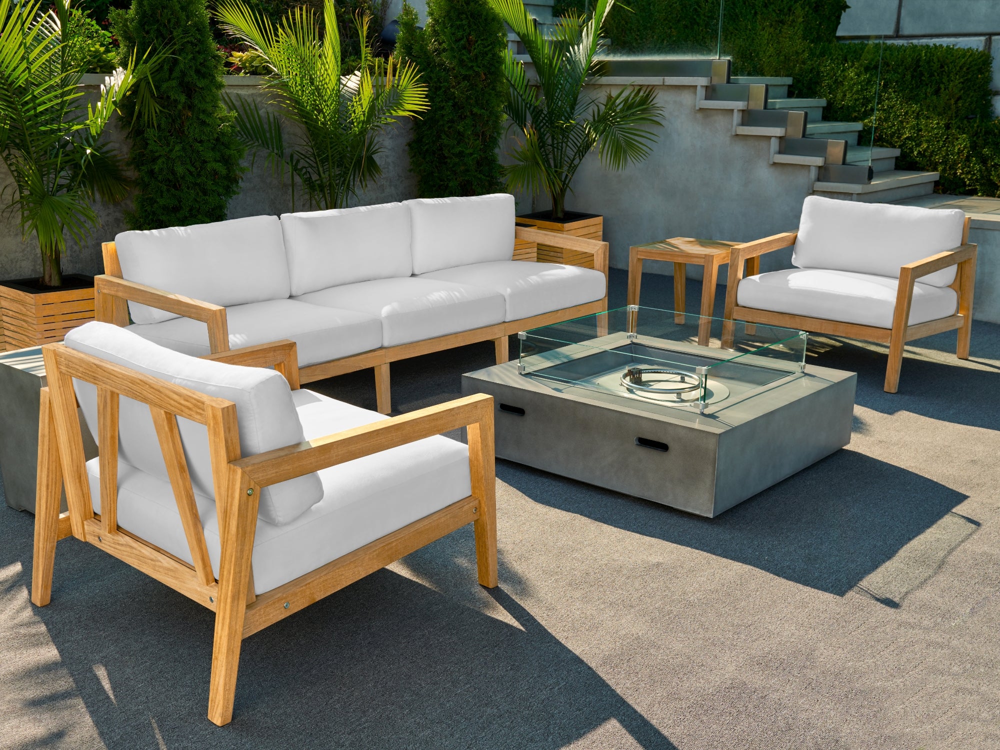 NewAge Rhodes 6 Seater Chat Set with Coffee Table and Side Table - Backyard Livings