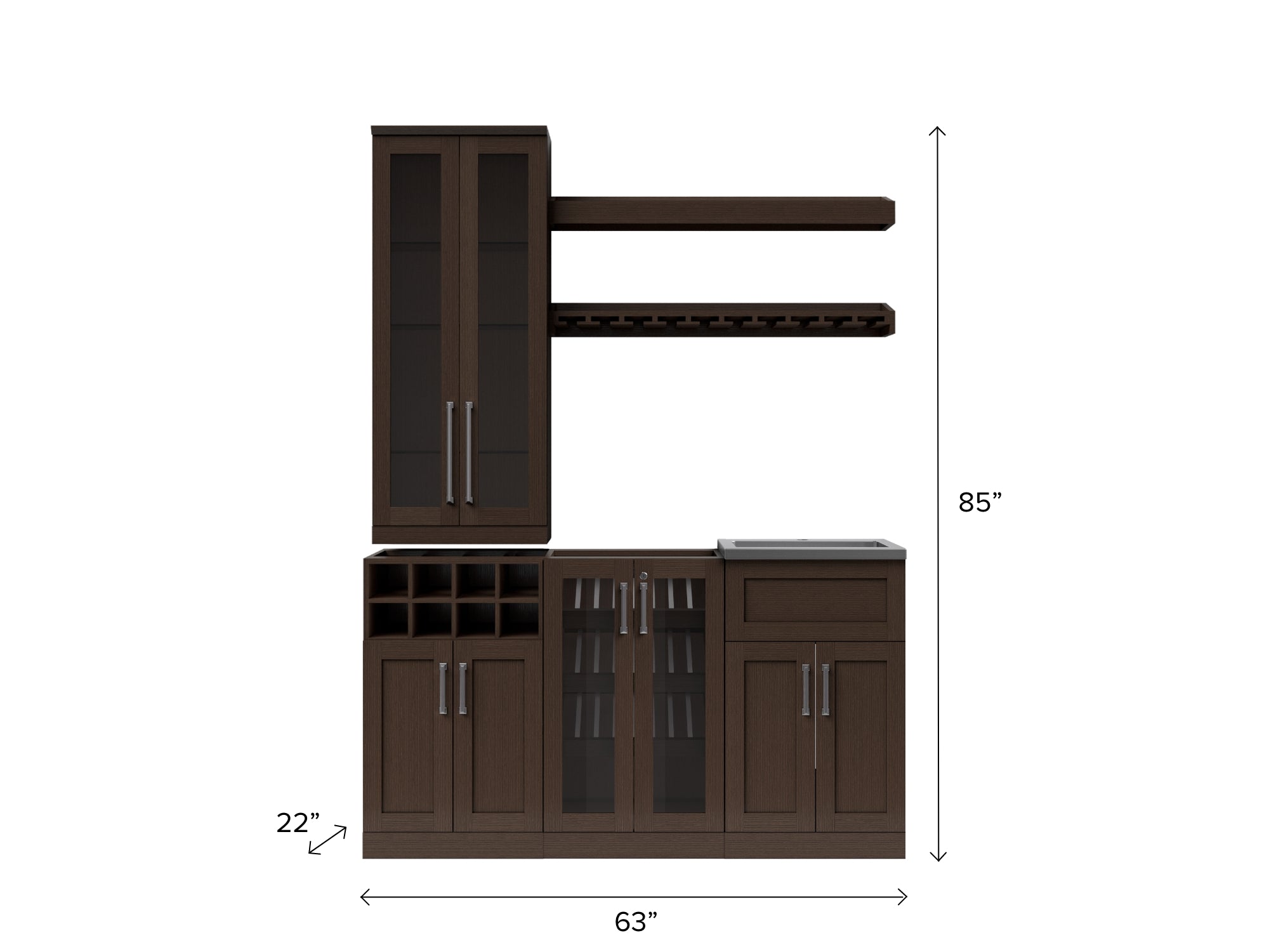 NewAge Home Wet Bar 7 Piece Cabinet Set - 21 Inch