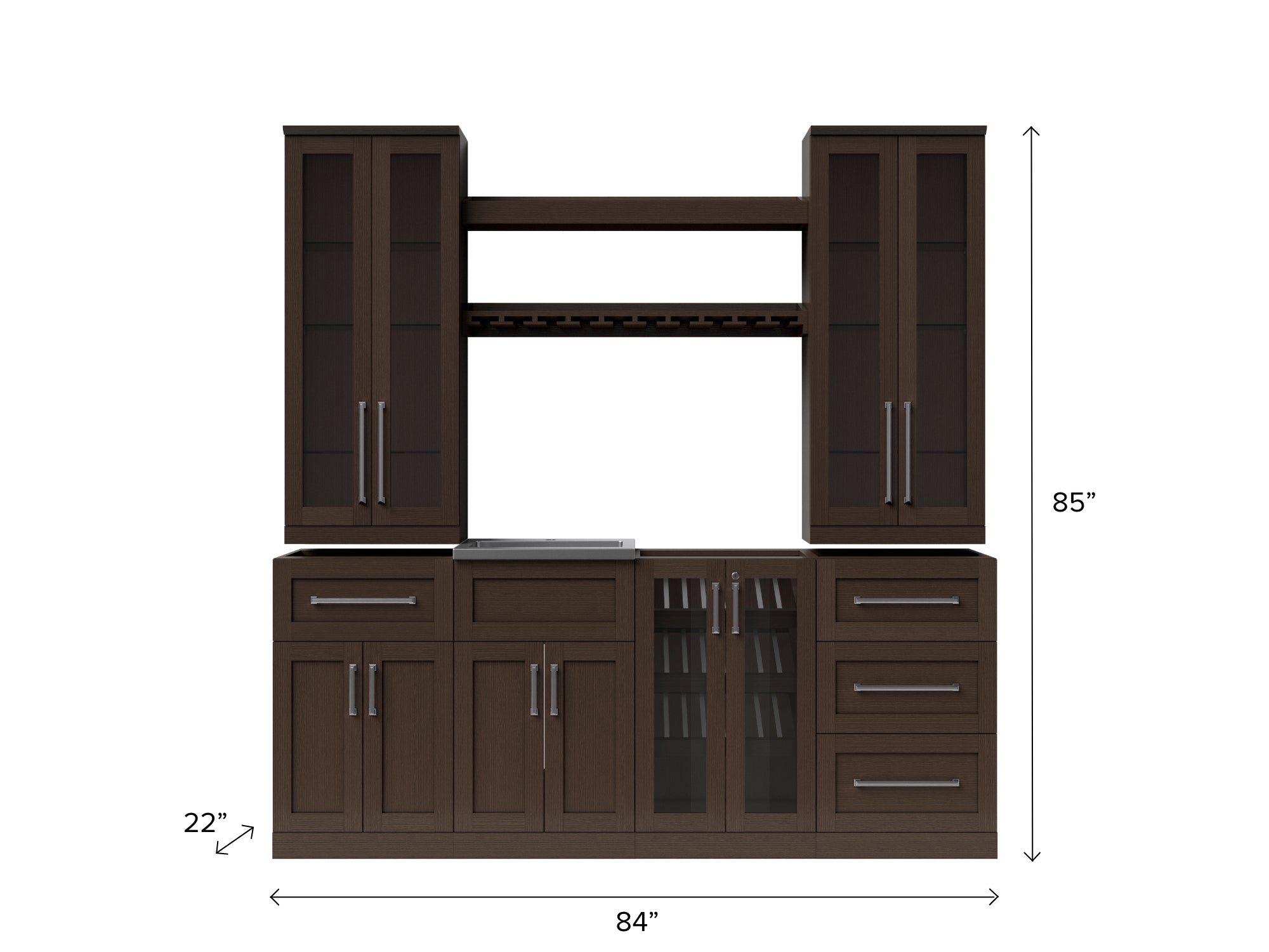 NewAge Home Wet Bar 9 Piece Cabinet Set - 21 Inch