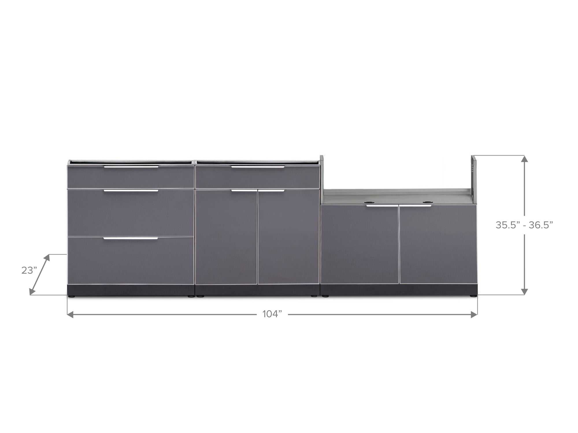 NewAge Outdoor Kitchen Aluminum 3 Piece Cabinet Set with 3-Drawer, Bar and Grill Cabinet