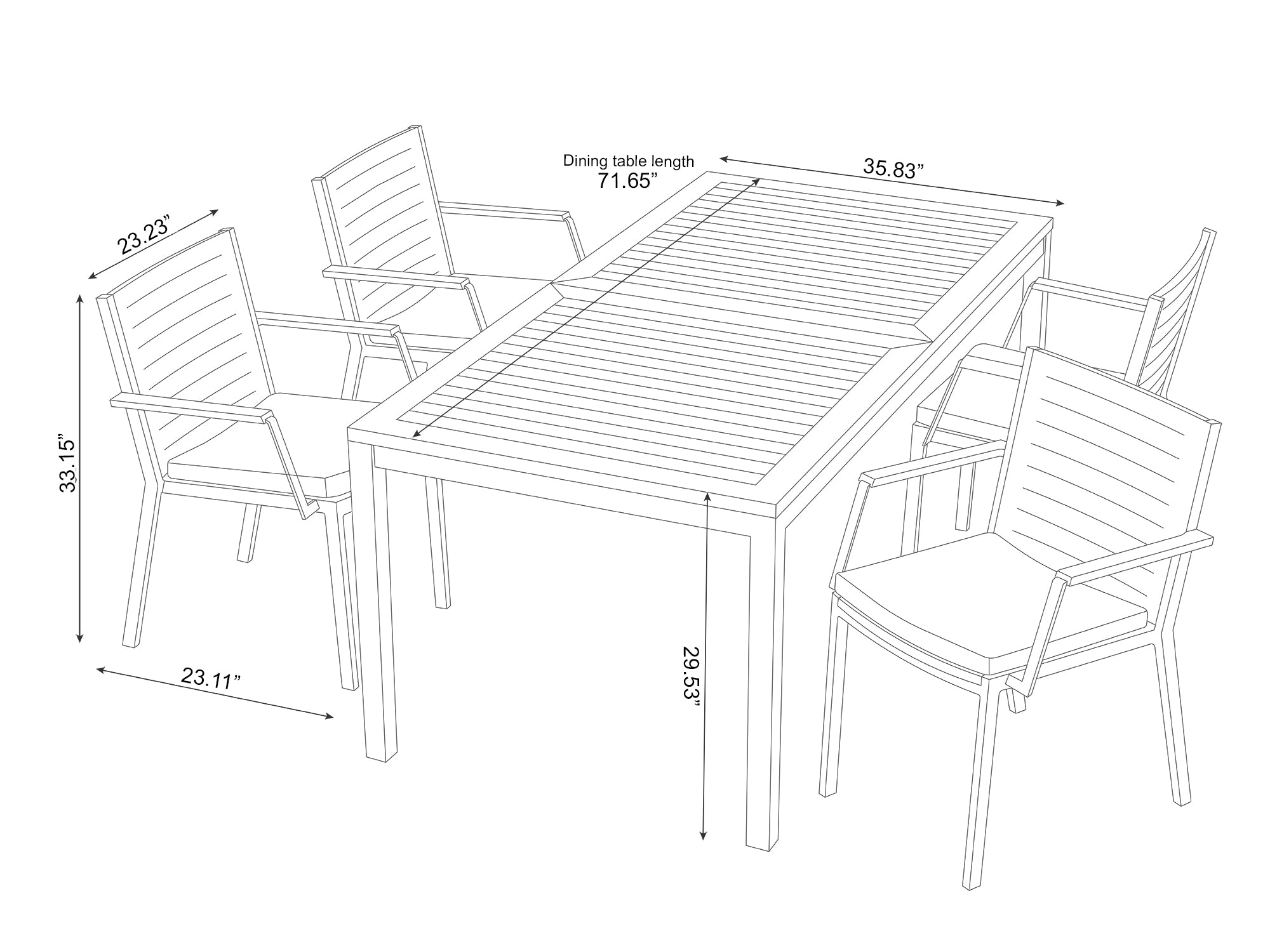 NewAge Monterey 5 Piece Dining Set with 72 in. Table