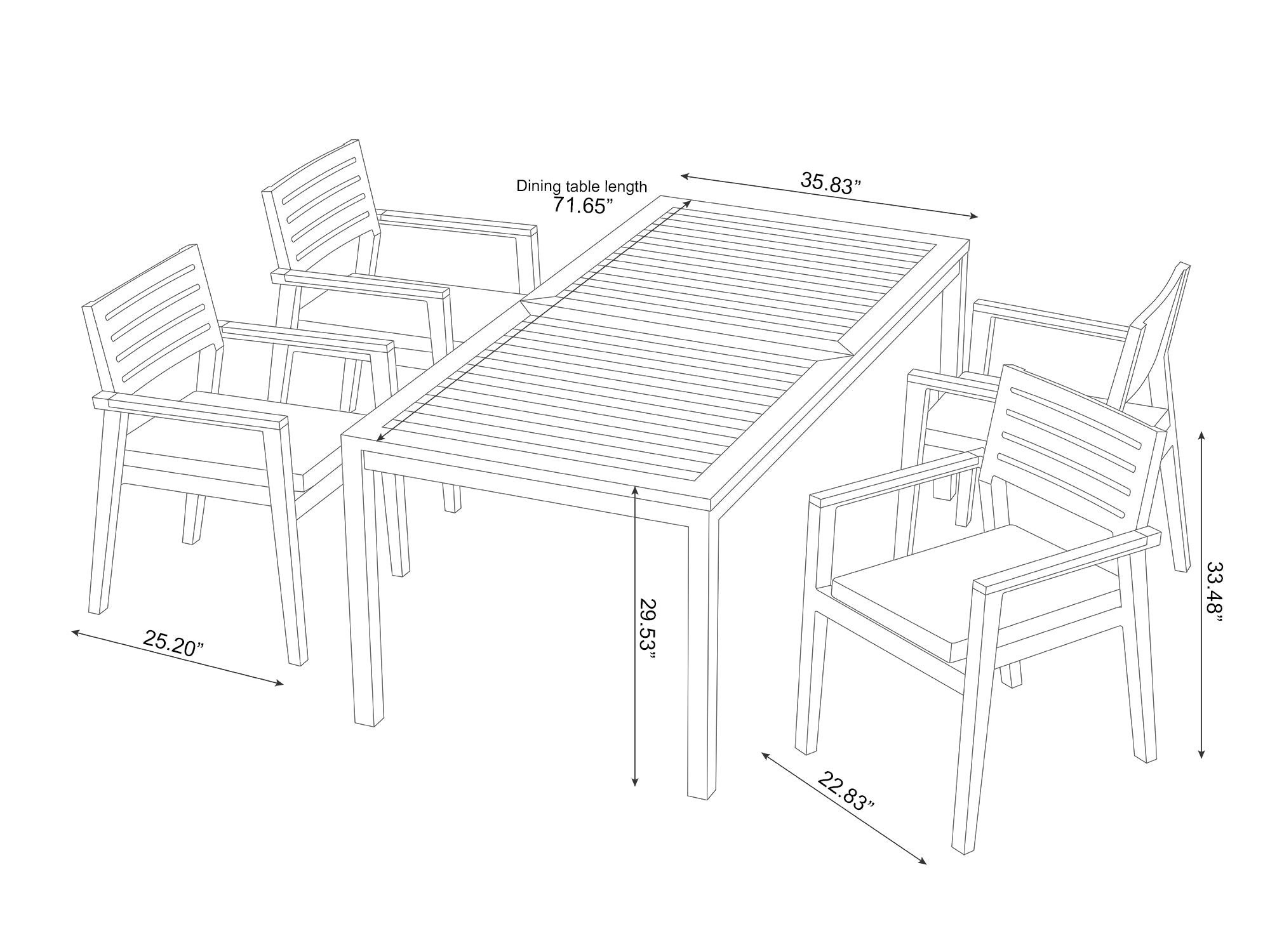 NewAge Rhodes 4 Seater Dining Set with 72 in. Table