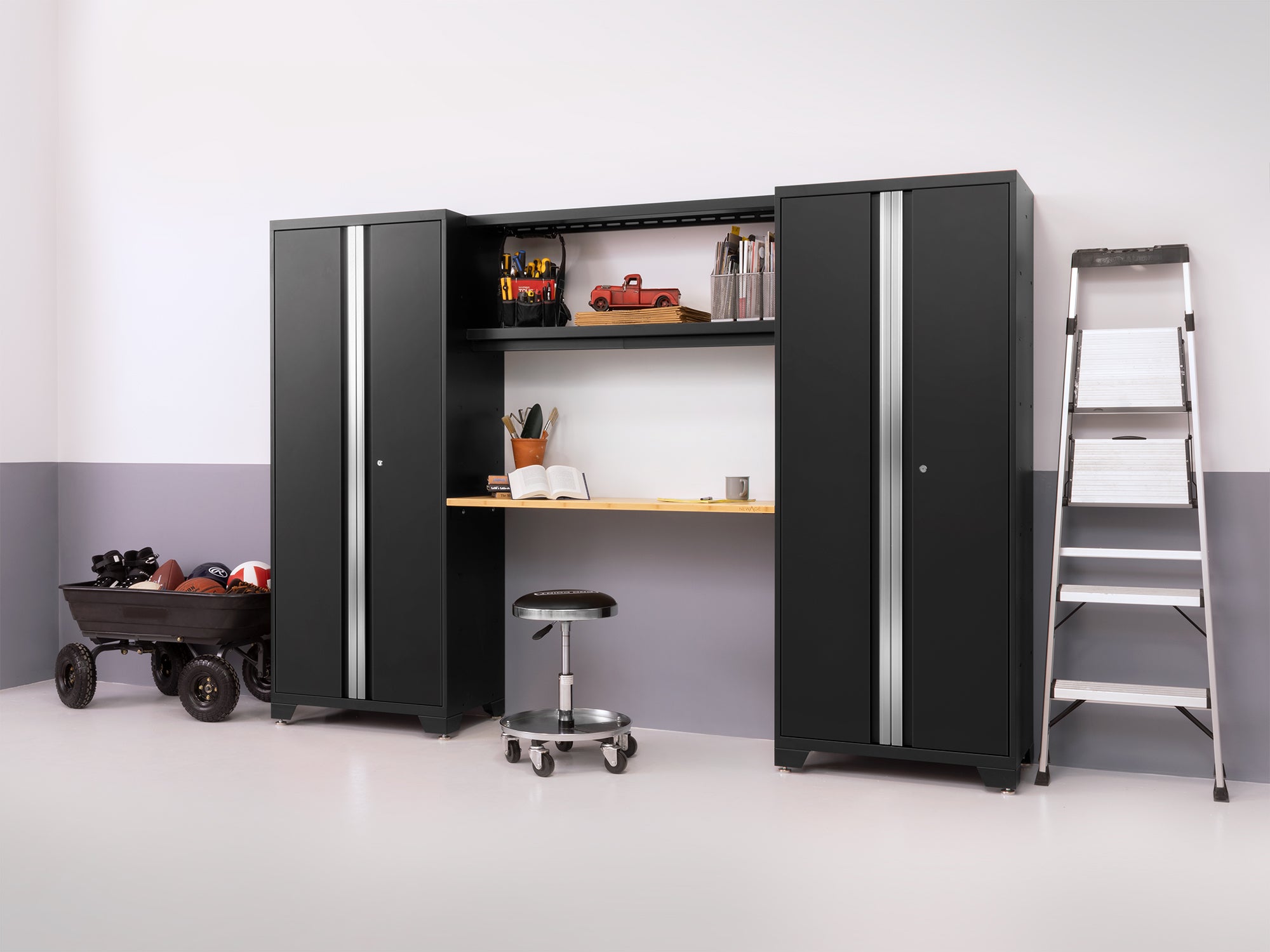 NewAge Bold Series 6 Piece Cabinet Set with Tool, Base, Wall Cabinets and 30 in. Locker