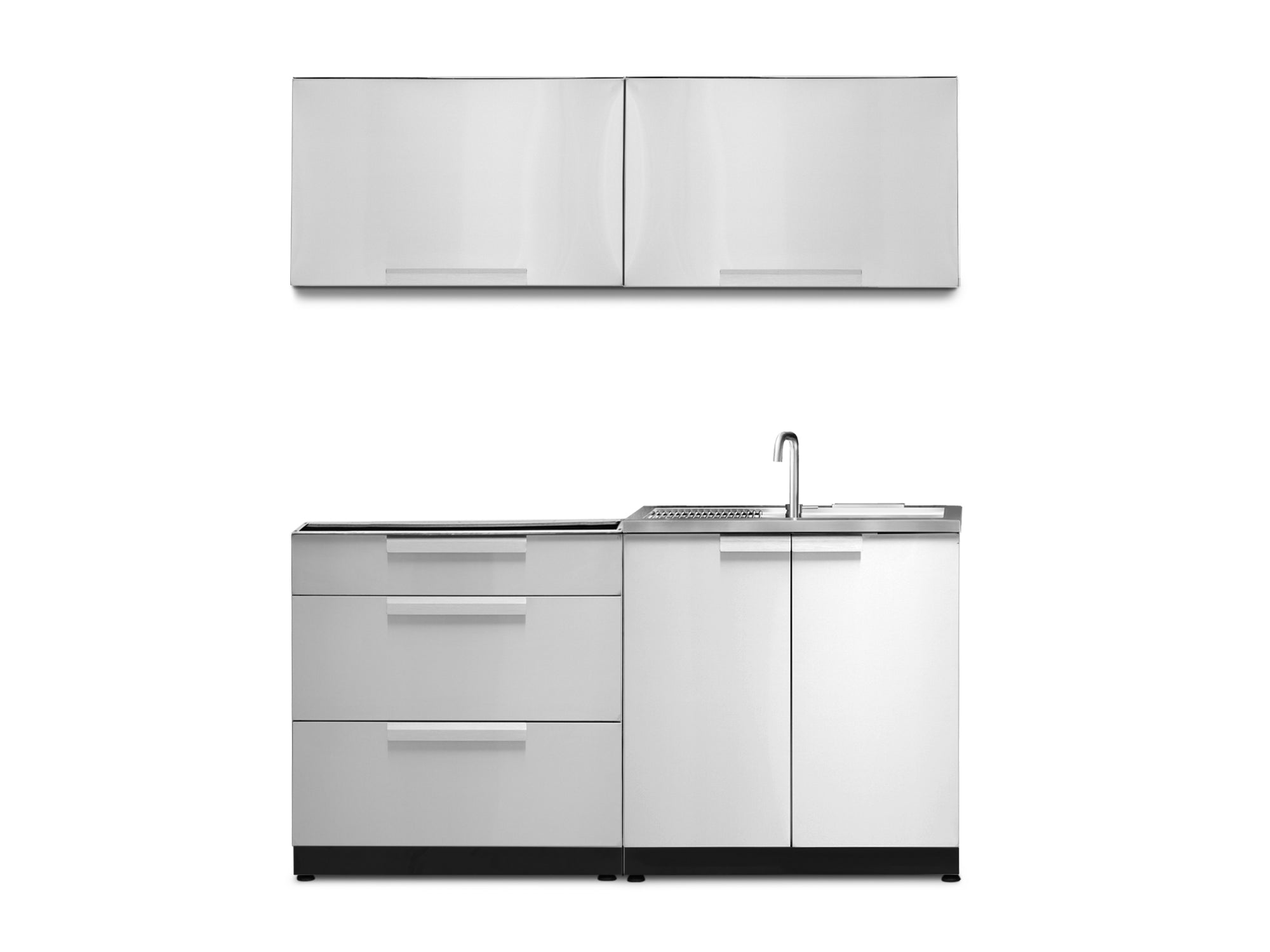 NewAge Outdoor Kitchen Stainless Steel 4 Piece Cabinet Set with Sink, 3-Drawer and Wall Cabinets