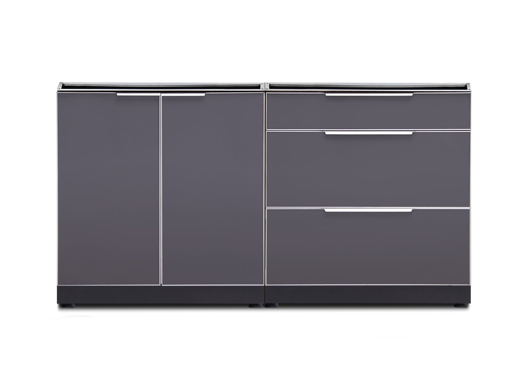 NewAge Outdoor Kitchen Aluminum 2 Piece Cabinet Set with 3-Drawer and 2-Door Cabinet