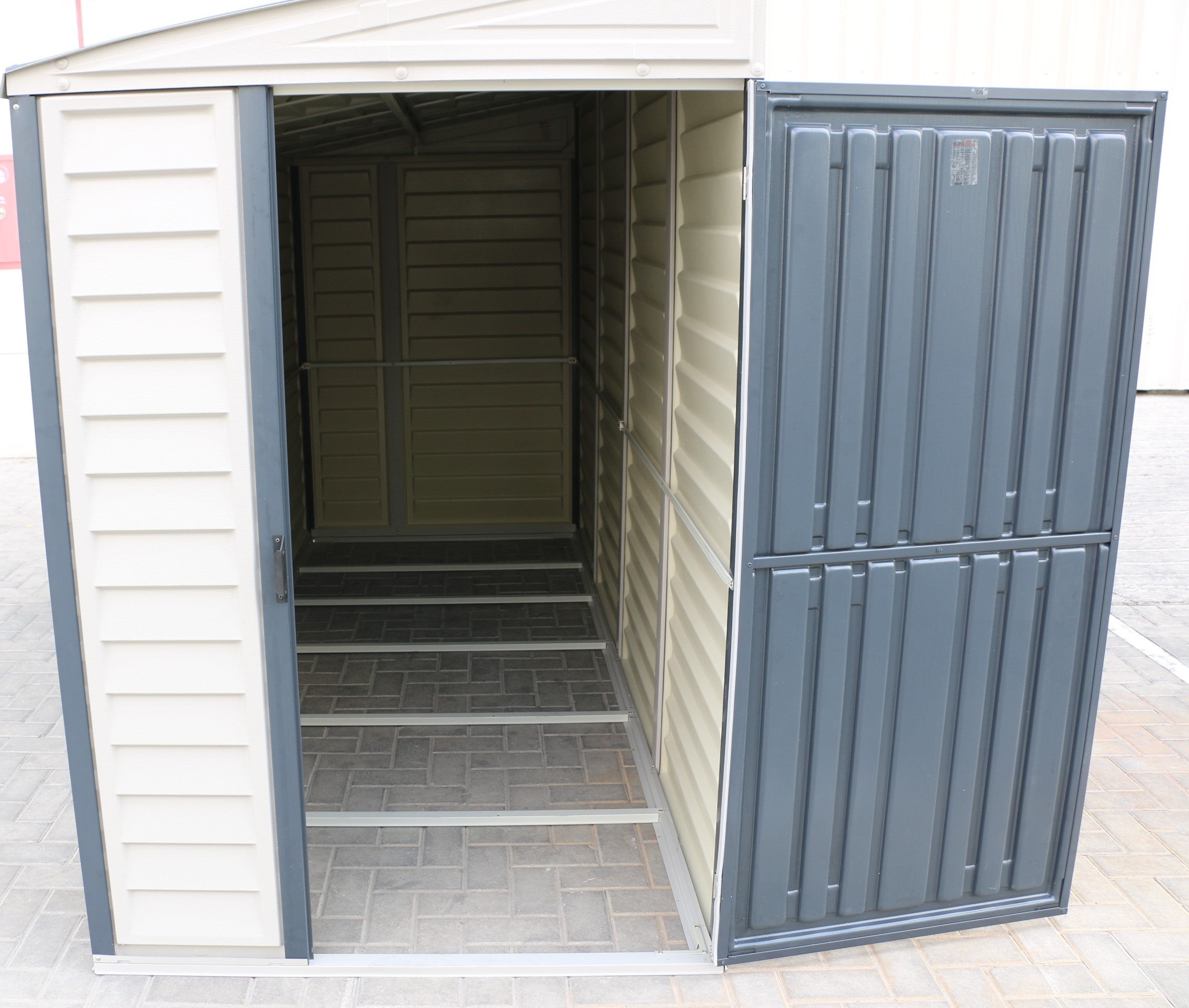 Duramax 4ft x 10ft SideMate Plus Vinyl Resin Outdoor Storage Shed With Foundation Kit - Backyard Livings