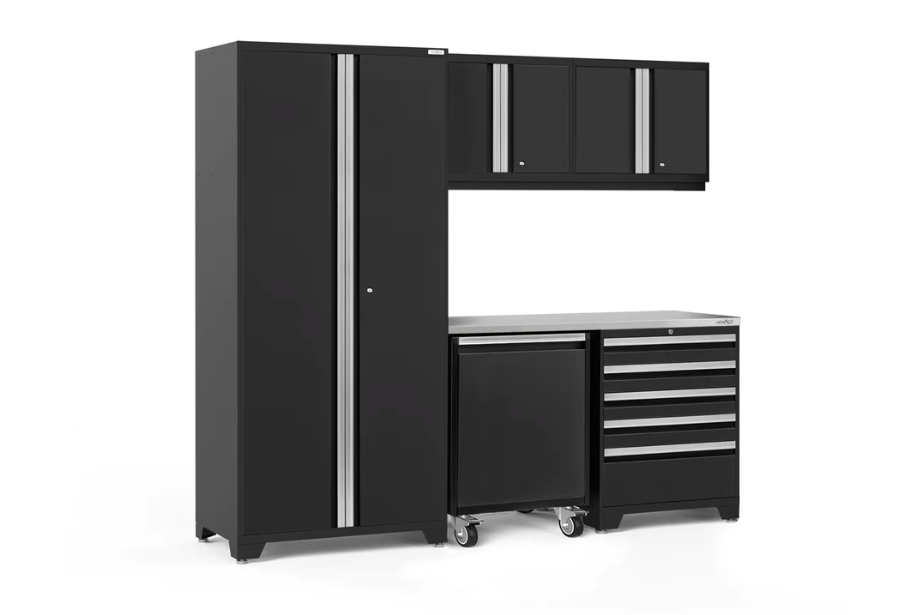 NewAge Pro Series 6 Piece Cabinet Set with Tool Drawer, Wall Cabinet, Locker and Utility Cart