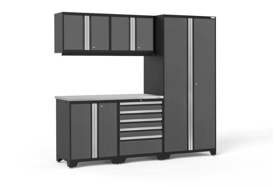 NewAge Pro Series 6 Piece Cabinet Set with Tool Drawer, Base, Wall Cabinet and Locker