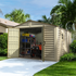 DuraMax 10.5ft x 13ft  Woodbridge Plus Vinyl Shed w/ Foundation Kit & Window - Backyard Livings