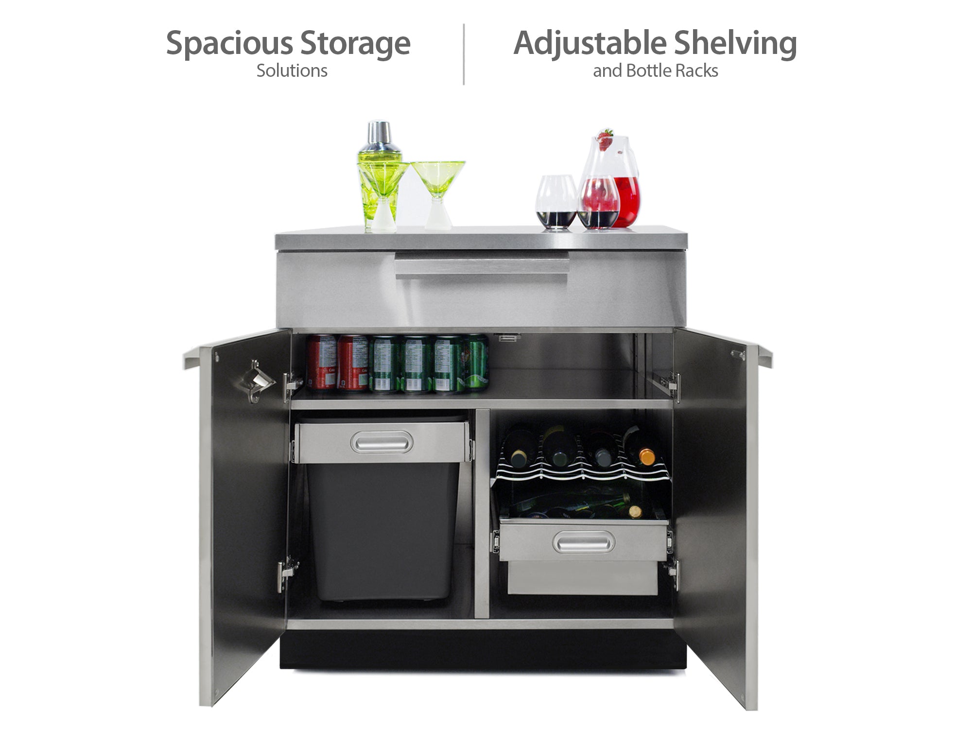 NewAge Outdoor Kitchen Stainless Steel 3 Piece Cabinet Set with 3-Drawer, Bar and Kamado Cabinet