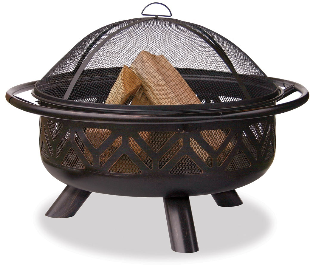 Endless Summer Oil Rubbed Bronze Wood Burning Outdoor Fire Pit with Geometric Design