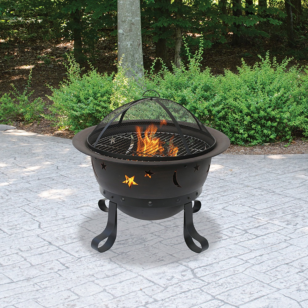 Endless Summer Oil Rubbed Bronze Wood Burning Outdoor Fire Pit with Stars And Moons