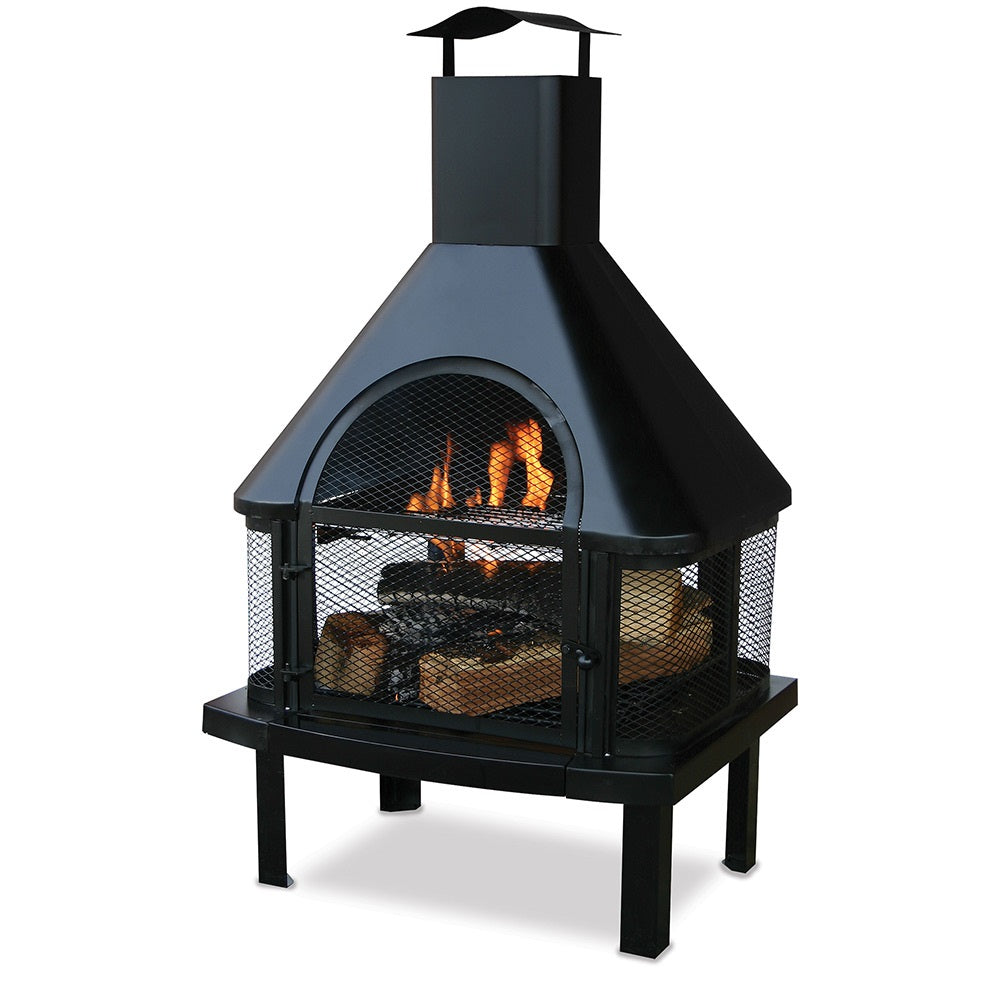 Endless Summer Black Wood Burning Outdoor Fire Pit with Chimney