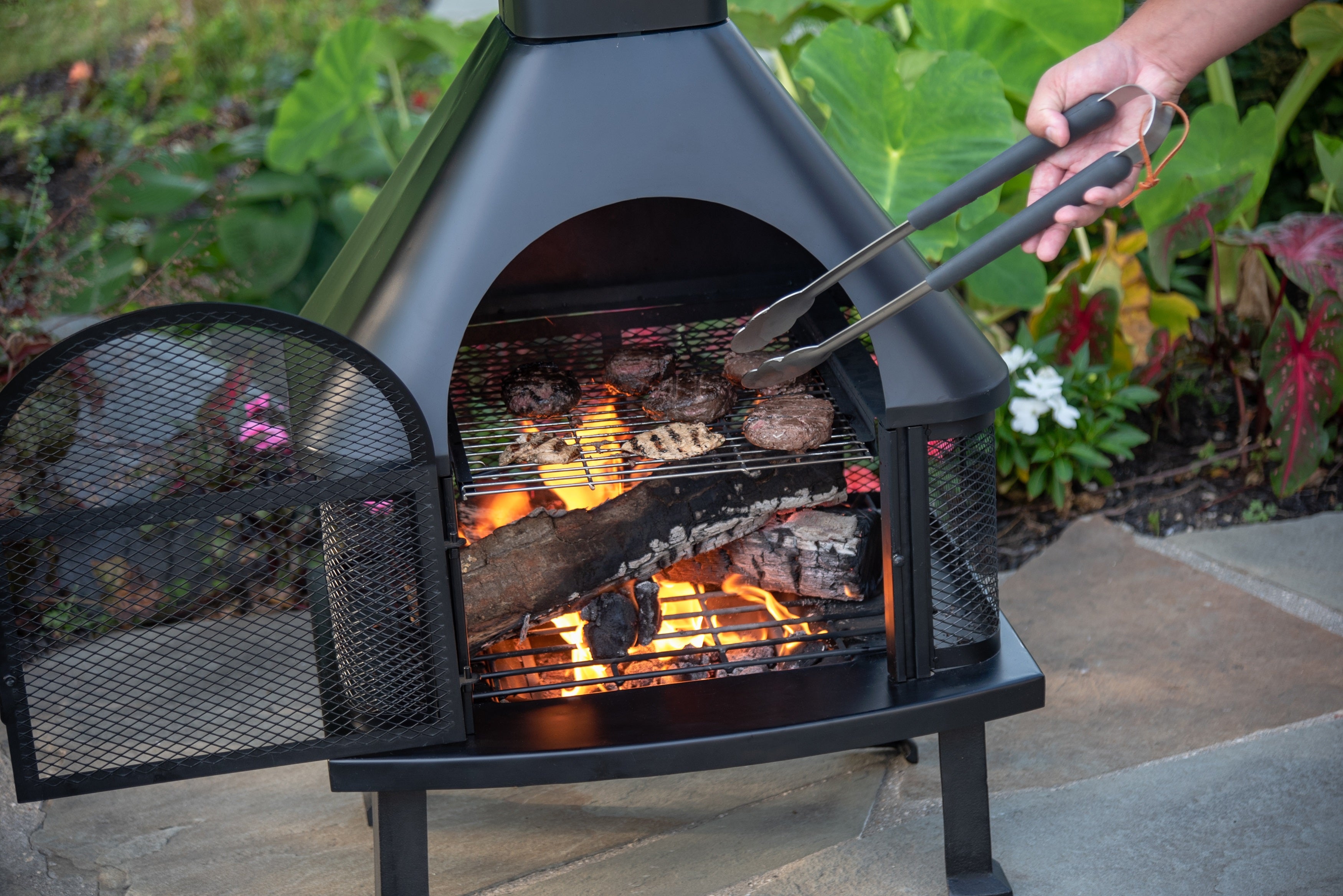 Endless Summer Black Wood Burning Outdoor Fire Pit with Chimney