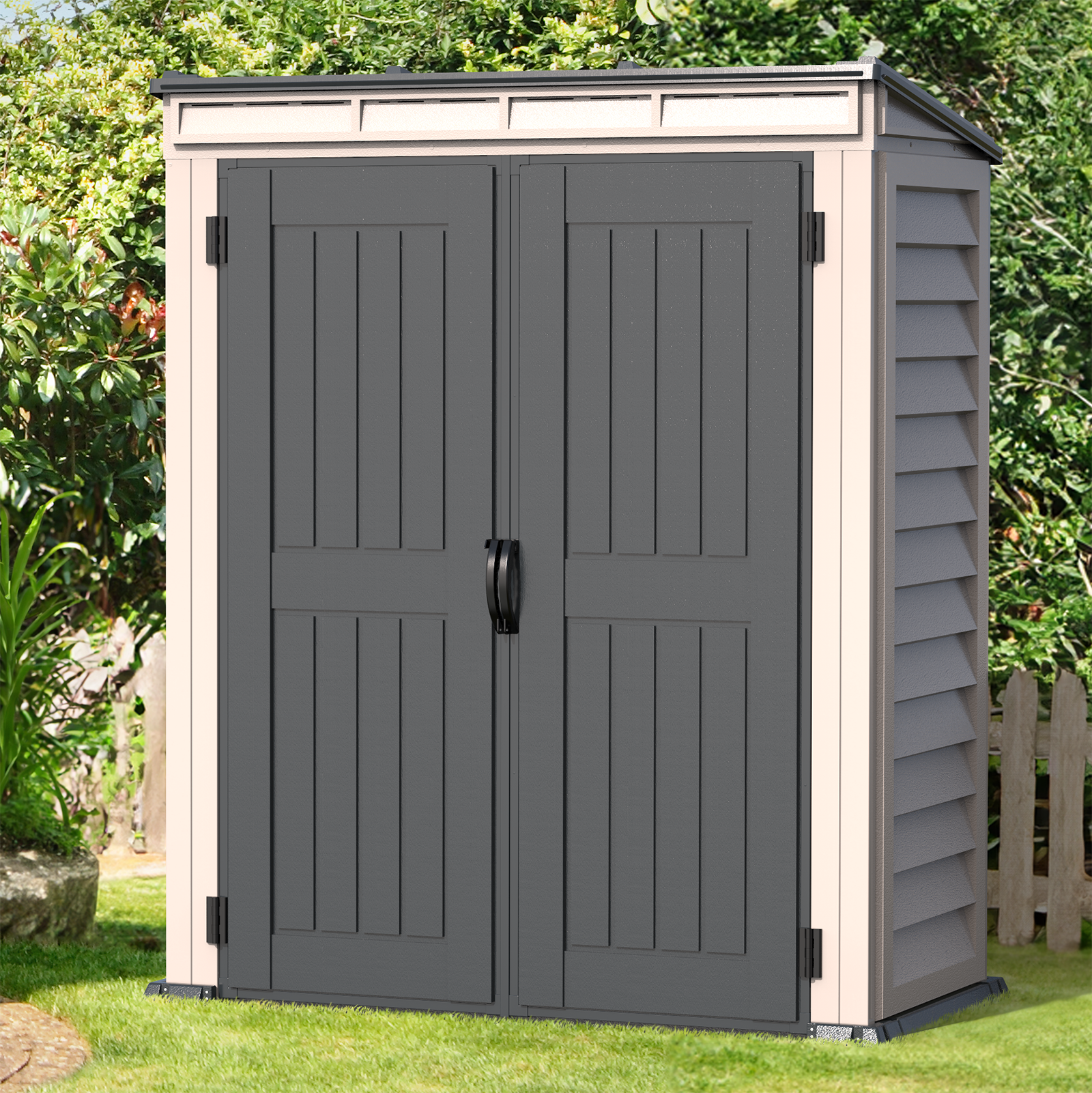 Duramax YardMate Plus Pent 5 ft. 6 in. x 3 ft. Gray Vinyl Storage Shed with Molded Floor