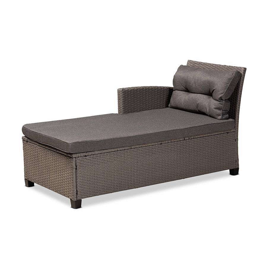 Baxton Studio Darian Modern and Contemporary Grey Fabric Upholstered and Grey Synthetic Rattan 4-Piece Patio Sofa Set