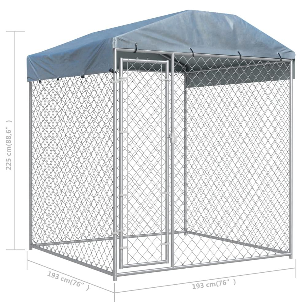 VidaXL Outdoor Dog and Pet Kennel with Canopy Top 78.7"x78.7"x88.6"