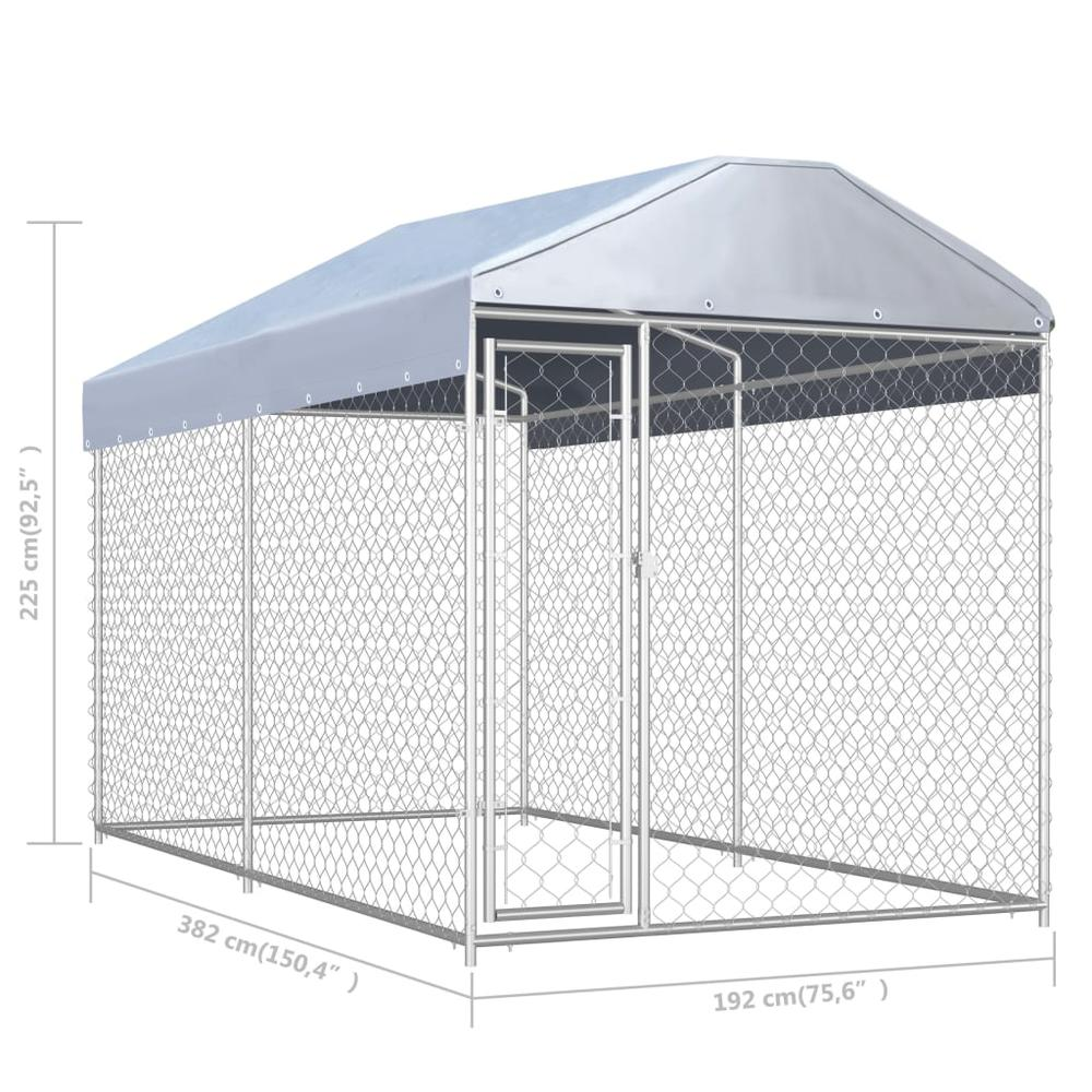 VidaXL Outdoor Dog and Pet Kennel with Canopy Top 150.4" x75.6" x 88.6"