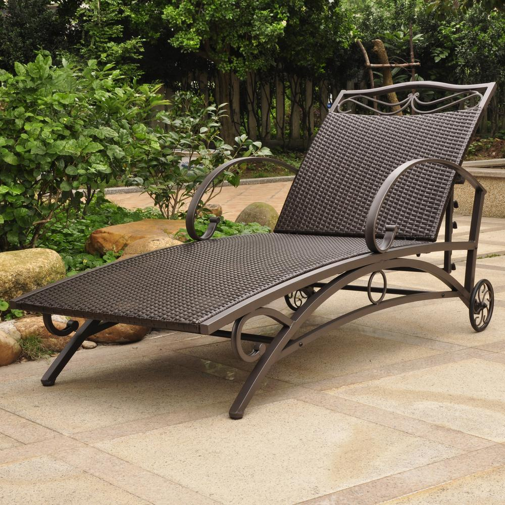 Valencia Resin Wicker/Steel Multi Position Single Chaise Outdoor Patio Lounger