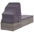 VidaXL Sun Lounger with Canopy and Cushion Poly Rattan Gray for Patio and Outdoors