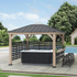 Sunjoy 11 ft. x 11 ft. Cameron Cedar Wood Framed Hot Tub Gazebo with Steel and Polycarbonate Hardtop - Backyard Livings