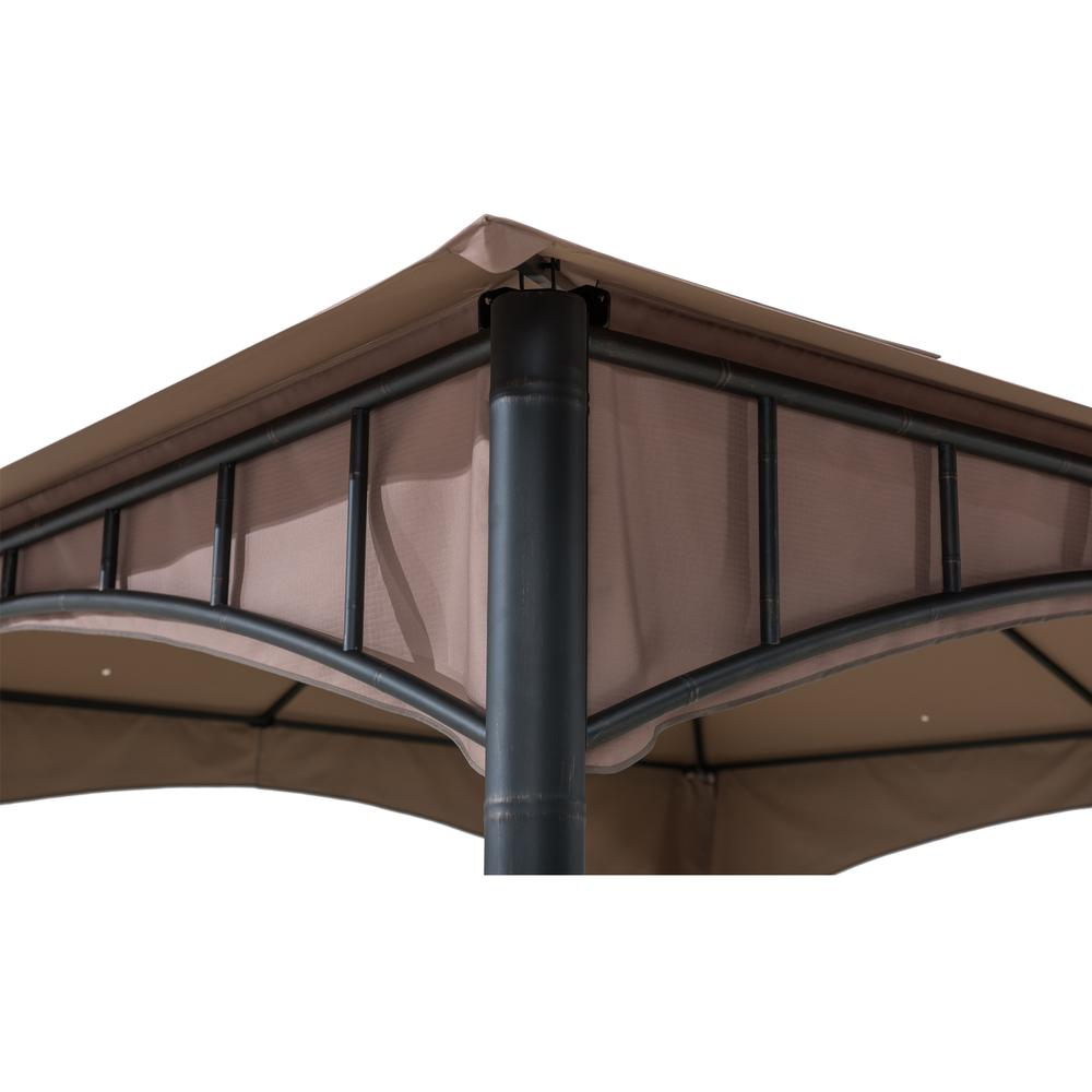 SunJoy 11ft. x 11 ft. 2-tone Bronze Bamboo Steel Gazebo with 2-Tier Hip Roof