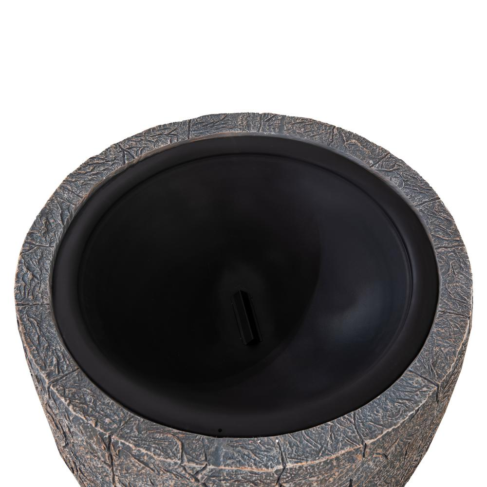 Sunjoy Stone 26 in. Round Wood Burning Firepit for Backyard and Outdoor