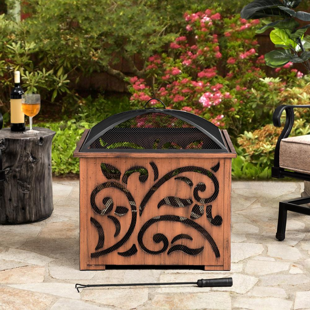 Sunjoy 26 in. Square Wood Burning FirePit