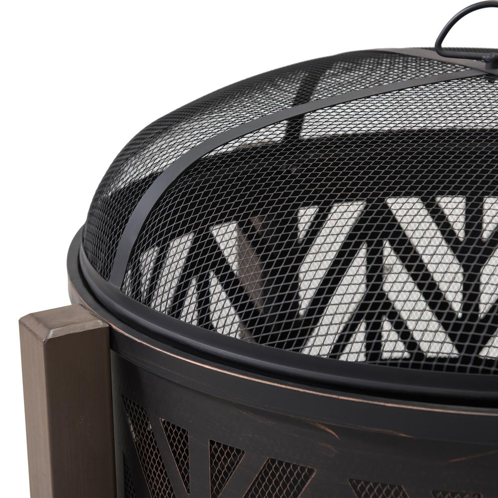 Sunjoy 31 in. Round Chevron Wood Burning Firepit