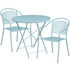 Commercial Grade 30" Round Sky Blue Indoor-Outdoor Steel Folding Patio Table Set with 2 Round Back Chairs