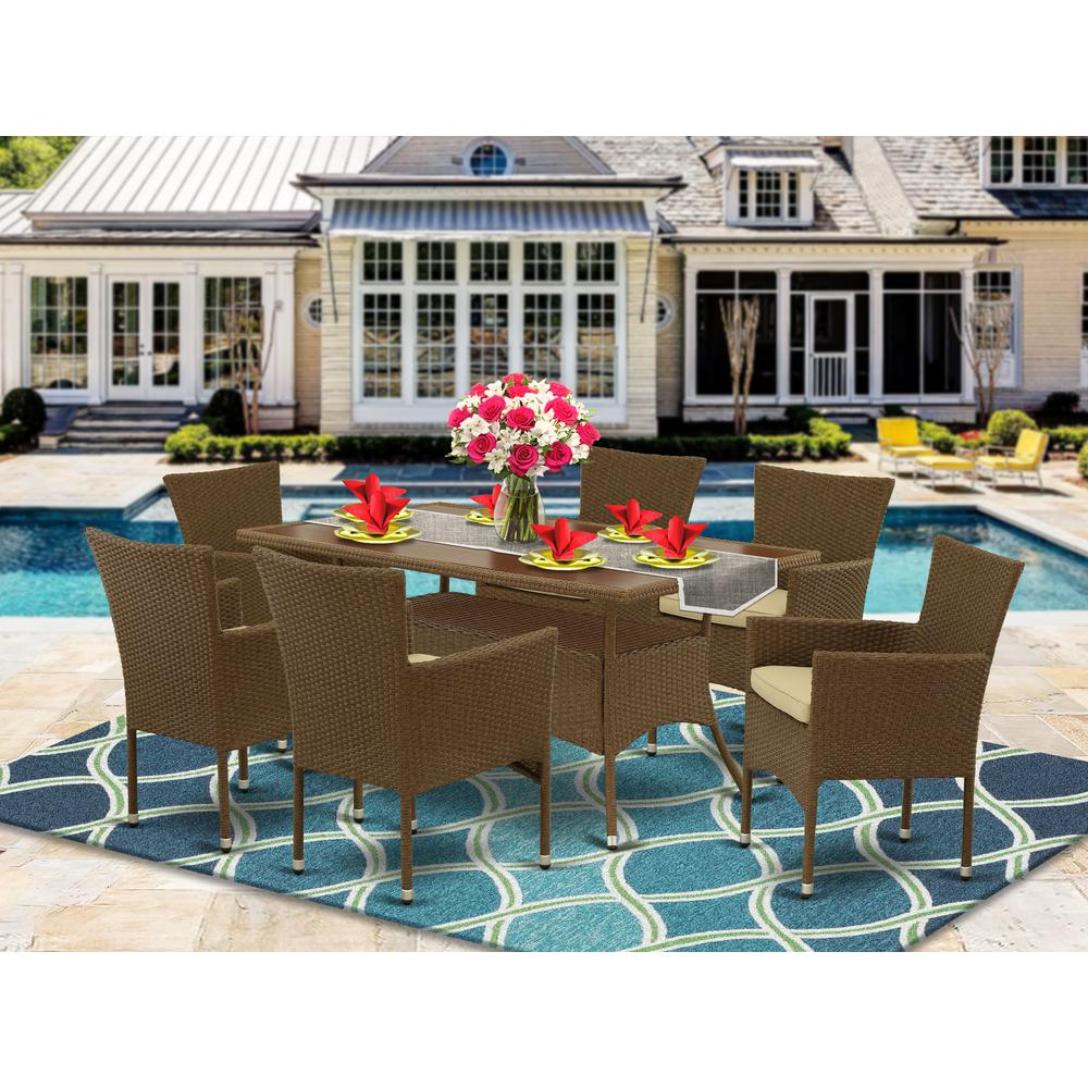 Wicker Patio Dining Table Set Brown for the Backyard and Outdoors