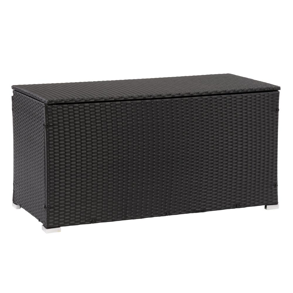 CorLiving Patio Cushion Deck Box - Black Finish/Ash Grey Liner