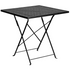 Commercial Grade 28" Square Black Indoor-Outdoor Steel Folding Patio Table Set with 2 Square Back Chairs