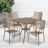 Commercial Grade 35.5" Square Gold Indoor-Outdoor Steel Patio Table Set with 4 Square Back Chairs