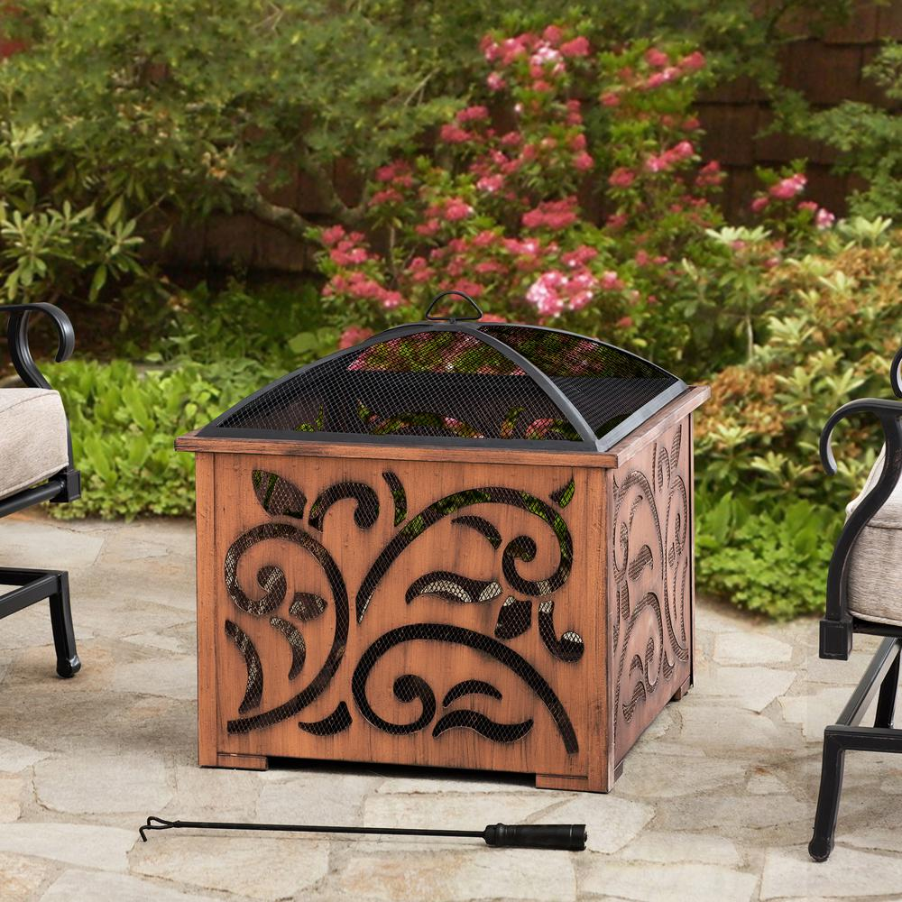 Sunjoy 26 in. Square Wood Burning FirePit