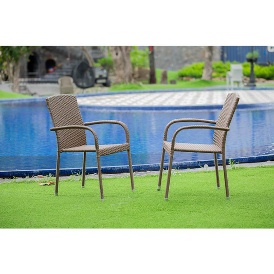 Wicker Patio Chair Brown for Outdoors