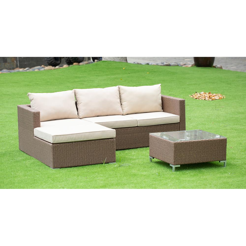 Wicker Patio Sofa Set Brown for Garden and Outdoors