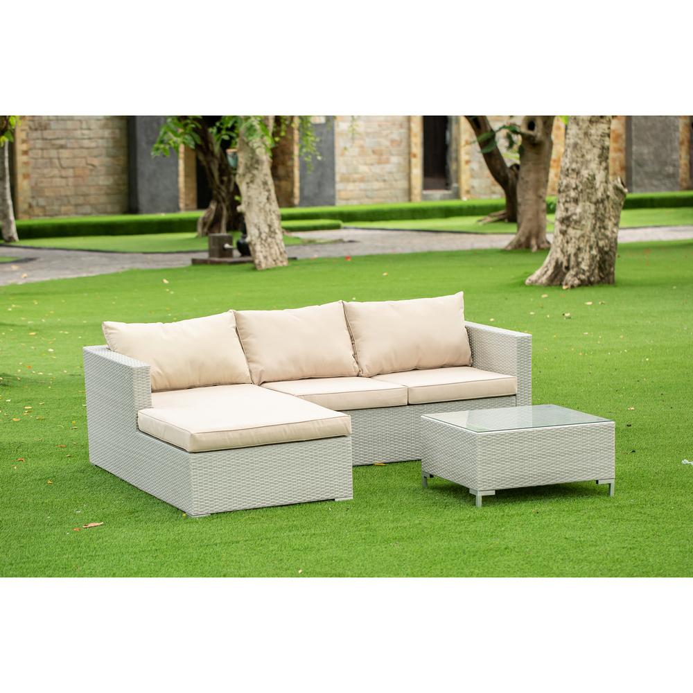Wicker Patio Sofa Set Natural Linen for the Backyard